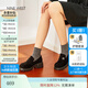 NINE WEST玖熙羊反絨樂福鞋女2025新款厚底增高復(fù)古英倫風(fēng)一腳蹬單鞋豆豆鞋 黑色 36