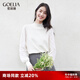 歌莉婭    萊賽爾羊毛拼接毛衣  1ACR5J030 07W米色 S