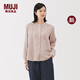 無印良品（MUJI）女式 木棉混雙層紗織長(zhǎng)袖罩衫女士襯衫襯衣25年秋季新品BC2NVC5A 磚紅色條紋 M (160/84A)