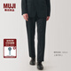 無印良品（MUJI） 男式 彈力針織 無褶 褲 男士長褲子春季款休閑褲 AE0Y1A4A 黑色 S(165/72A)