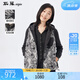 斯琴2024秋冬新品女提花拼接連帽短款寬松休閑棉馬甲FBCDS02364 拼色 L