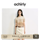 OCHIRLY 新疆棉亞麻條紋短袖針織衫女短上衣2025夏季新品 卡其條 L