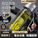WCZ德國一鍵開蓋雙層玻璃防摔隔熱車載水杯男士女茶水分離高檔水杯 提繩款高端銀雙層加厚400ml 商務(wù)辦公便攜水杯