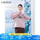 lagogo甜美減齡連帽衛(wèi)衣女拉谷谷2024冬新款多巴胺粉紫色寬松上衣 粉紫色 M