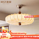 米族法式中古風(fēng)臥室吊燈日式復(fù)古布藝南洋風(fēng)房間書房浪漫南瓜主臥室燈 全光譜 胡桃木色 50CM 三色變光