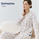 DOMIAMIA月子服孕婦夏季薄款產(chǎn)后哺乳寬松睡衣側(cè)邊開口孕婦裝兩件套 全棉套裝-北美冬青(含哺乳口) M碼【推薦100-120斤】