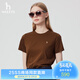 HAZZYS哈吉斯女裝 2025夏季新款女士多色圓領(lǐng)休閑短袖T恤女ASTSE0CBE51 棕色BW L (165/88A 40)