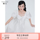 糖力【商場(chǎng)同款】糖力富家千金小白裙高腰娃娃裙泡泡袖提花連衣裙女夏 白色 M