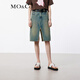 MO&Co.牛仔半身裙棉質(zhì)重工洗褪懷舊毛邊中腰前后開(kāi)叉直筒裙子摩安珂 牛仔藍色 S 160