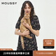 moussy 2025春季新品法式少女方領(lǐng)泡泡袖碎花連衣裙028ISA33-3301 025花紋黑色 M