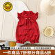 G.DUCKKIDS小黃鴨童裝周歲禮服女寶寶夏裝嬰兒衣服夏季抓周百天滿月服外出服 紅色 66cm (S) 3-6個(gè)月