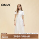 ONLY2025春季新款優(yōu)雅氣質(zhì)純色拼接短袖長裙連衣裙女|125107024 A43 奶油白色 M