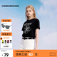 美特斯邦威（Meters Bonwe）T恤女士2025秋季新款正肩顯瘦刺繡花朵親膚短袖體恤女 影黑 M 160 84A
