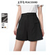太平鳥(niǎo)高腰闊腿休閑中短褲2025年夏季新款A字通勤黑色西裝短褲子 黑色 M 160