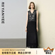 顏域V領(lǐng)收腰背心連衣裙女2025夏季新款高級感氣質(zhì)假兩件無袖長裙 黑色 L