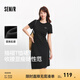 森馬[商場同款]連衣裙女小心機扭結顯瘦2025夏新款開叉T恤裙簡約 黑色90001 XL