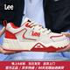 Lee男鞋2025新款夏季休閑鞋男厚底面包鞋真皮休閑板鞋高端潮牌鞋子男 米色 L244UB730 41 【偏大/請拍小一碼】