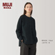 無印良品（MUJI）Labo 女式 起毛斜紋罩衫女士襯衫襯衣內搭冬季款純棉 AF00LA4A 黑色 L （165/88A）
