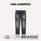 Karl Lagerfeld卡爾拉格斐輕奢老佛爺男裝夏款釘珠休閑牛仔褲1K1D10403089 灰色 33