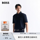 BOSS【絲光棉】男士雙重交織字母絲光棉短袖Polo衫 404-深藍色 XL