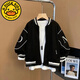 G.DUCKKIDS男童棒球服外套春秋冬2024新款洋氣兒童加絨上衣夾克帥氣韓版潮 黑色 150 建議身高140cm
