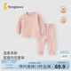 童泰（TONGTAI）寶寶內(nèi)衣套裝春秋季男童女童長(zhǎng)袖衣服家居服內(nèi)衣秋衣秋褲坑條 粉色 90 cm
