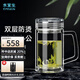 水宜生玻璃杯高檔水晶杯辦公商務(wù)泡茶杯帶手柄雙層防燙帶把手男士水杯子 禮盒包裝 450ml