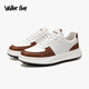 Walker Shop 2025新款透氣休閑鞋男鞋夏季簡約百搭小白鞋日常通勤增高板鞋 白棕色 40