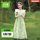 木木屋童裝女童連衣裙夏季2025新款6-12歲兒童公主裙洋氣女孩裙子夏款潮 2401綠色 150 適合140-150cm年齡11-12歲