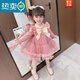 蕉京女童公主裙春秋季2024新款春秋洋氣寶寶蓬蓬裙子兒童連衣裙 粉紅色(春秋款) 90 （建議80-90