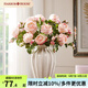 Harbor House 美式家居仿真花擺件三杈仿真玫瑰花假花裝飾花絹花客廳臥室軟裝 粉玫瑰- 1支