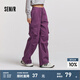 森馬（Semir）休閑褲女抓毛做舊工裝褲美式復(fù)古風(fēng)冬季松緊腰闊腿褲潮酷街頭 紫紅60201 L 165/70A