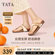 他她（TATA）復古休閑夾腳拖鞋女鞋氣質厚底涼鞋2025夏季新款7GN02BT5 米白 36