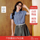 茵曼純棉藍(lán)格紋襯衫2025夏季女裝新款翻領(lǐng)短袖襯衣藍(lán)格-W18528437 M