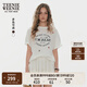 Teenie Weenie小熊T恤女2025年夏季新款松弛感休閑花朵刺繡圓領(lǐng)短袖T恤女 象牙白 L