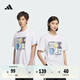 adidas情侶款休閑純棉上衣圓領(lǐng)短袖T恤男女夏季新款阿迪達(dá)斯官方 白色     L