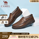 駱駝（CAMEL）鏤空皮鞋男 透氣輕便軟底防滑懶人套腳休閑鞋爸爸鞋 A122211600 卡其 42