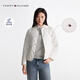 Tommy Hilfiger【防潑水】25春夏新款女收腰菱格翻領(lǐng)輕薄白色棉服夾克外套 白色YBL S （推薦：100-115斤）
