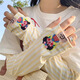 目丸可愛(ài)卡通冰絲防曬袖套女夏季新款寬松防紫外線高顏值戶外遮陽(yáng)冰袖 黃色條紋女孩