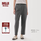 無(wú)印良品（MUJI）女式 易干彈力泡泡紗錐形褲褲子女款休閑褲25年夏季 女裝BE1V3A5S 深灰色 XL (165/74A)
