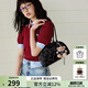 歐時納（JUST STAR）法棍包包女款2025年新款輕奢波士頓包單肩包腋下枕頭包生日禮物女 松露黑