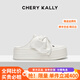 CHERY KALLY包頭半拖鞋女2025新款潮流夏季外穿真皮百搭女鞋 霜花白 37 (235mm)