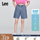 Lee25春夏新品經(jīng)典五袋款設(shè)計(jì)日常直筒休閑女牛仔短褲涼涼褲潮流 中藍(lán)色 28