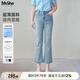 MsShe【面膜微喇牛仔褲】大碼女裝2025秋夏季胖mm顯瘦直筒七分褲子 牛仔淺藍色現(xiàn)貨 3XL