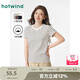 熱風(fēng)短袖t恤女2025年春季新款女士基礎(chǔ)休閑百搭透氣親膚短T 40黑白條紋 L