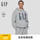 Gap【情人節(jié)】男女裝秋季新款印花抓絨寬松套頭連帽衫衛(wèi)衣786923 淺灰色 XL (180/100A) 亞洲尺碼