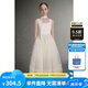ELLE KIDS童裝 緞面背心網(wǎng)紗連衣裙女童夏季新款優(yōu)雅輕盈蓬感裙子 米白色 120 （110/120）