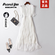 Aosijie輕奢品牌 真絲連衣裙女夏季新款桑蠶絲氣質(zhì)飄逸度假仙女沙灘長裙 白色真絲 XL 110斤-120斤