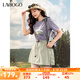 lagogo【輕戶外】舒適工裝裙褲女拉谷谷2025年夏季新款寬松短褲 卡其綠 L