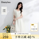 朵以（Duoyi）2025夏季新款法式淑女溫柔氣質(zhì)鏤空V領(lǐng)連衣裙高腰A字中長(zhǎng)裙 香草冰 M